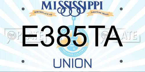 E385TA Mississippi License Plate