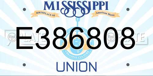 E386808 Mississippi License Plate