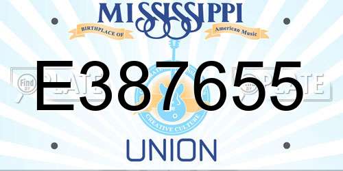 E387655 Mississippi License Plate