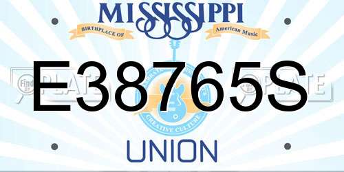 E38765S Mississippi License Plate