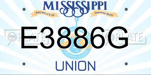 E3886G Mississippi License Plate