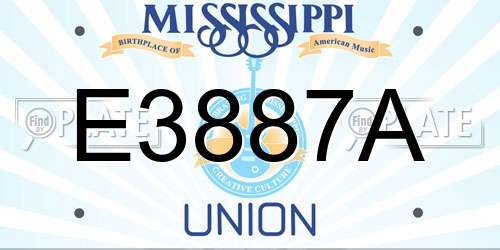 E3887A Mississippi License Plate