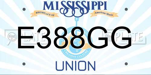 E388GG Mississippi License Plate