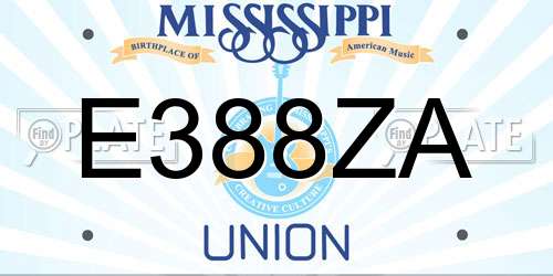 E388ZA Mississippi License Plate