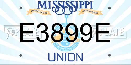 E3899E Mississippi License Plate