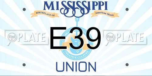 E39 Mississippi License Plate