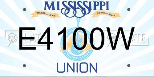 E4100W Mississippi License Plate