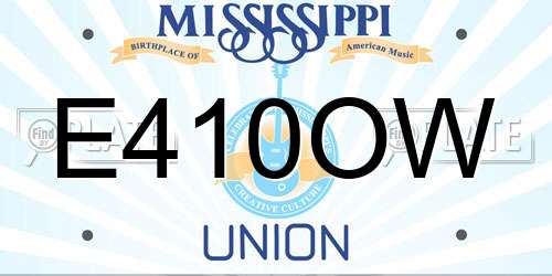 E410OW Mississippi License Plate
