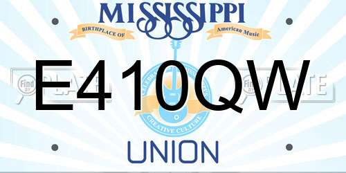 E410QW Mississippi License Plate