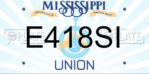 E418SI Mississippi License Plate