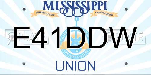 E41DDW Mississippi License Plate