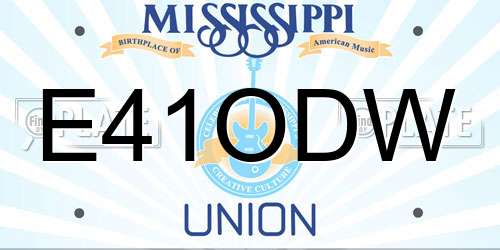 E41ODW Mississippi License Plate