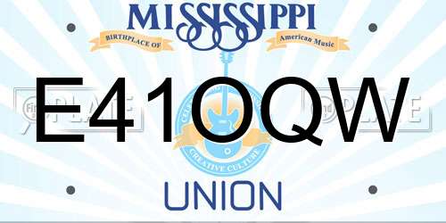 E41OQW Mississippi License Plate
