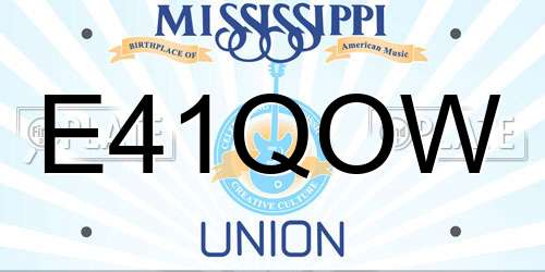 E41QOW Mississippi License Plate