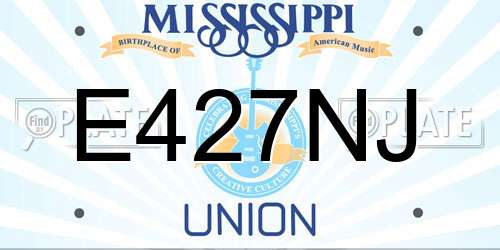 E427NJ Mississippi License Plate