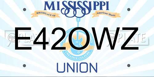 E42OWZ Mississippi License Plate