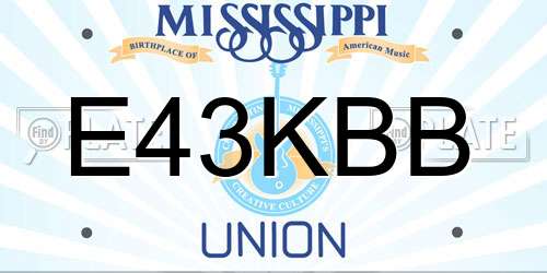 E43KBB Mississippi License Plate