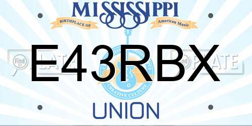 E43RBX Mississippi License Plate