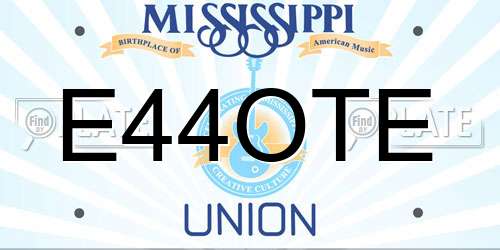 E44OTE Mississippi License Plate