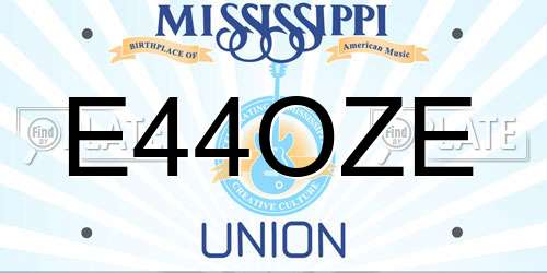 E44OZE Mississippi License Plate