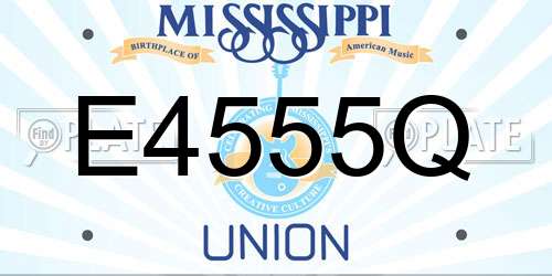 E4555Q Mississippi License Plate