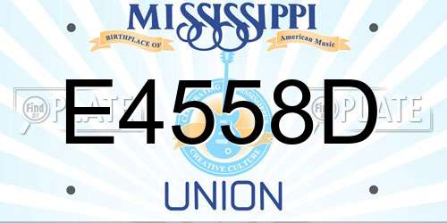 E4558D Mississippi License Plate