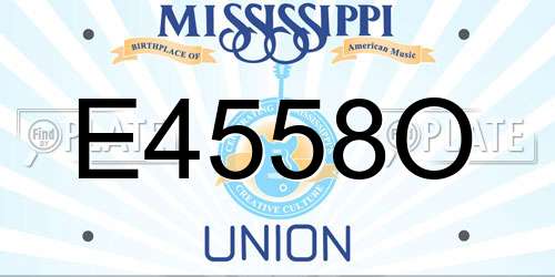 E4558O Mississippi License Plate
