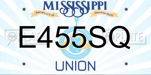 E455SQ Mississippi License Plate
