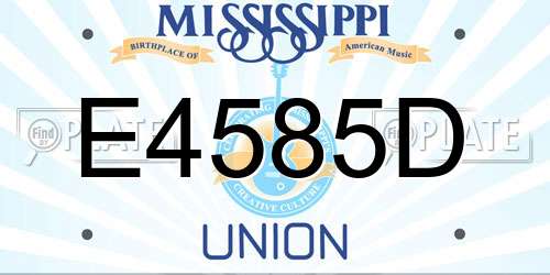E4585D Mississippi License Plate