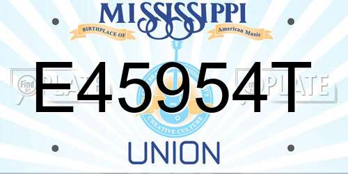 E45954T Mississippi License Plate