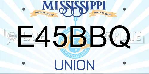 E45BBQ Mississippi License Plate