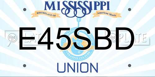 E45SBD Mississippi License Plate