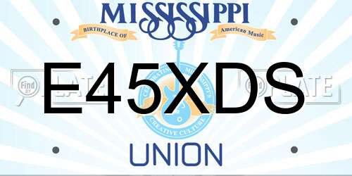 E45XDS Mississippi License Plate