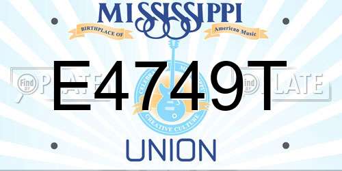 E4749T Mississippi License Plate