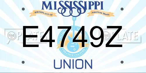 E4749Z Mississippi License Plate