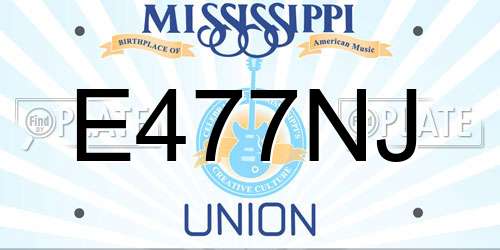 E477NJ Mississippi License Plate