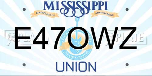 E47OWZ Mississippi License Plate