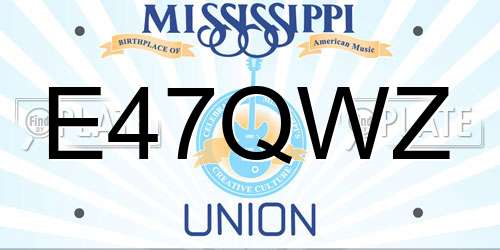 E47QWZ Mississippi License Plate