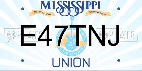 E47TNJ Mississippi License Plate