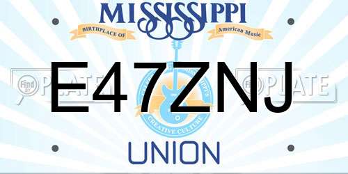 E47ZNJ Mississippi License Plate