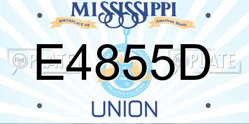 E4855D Mississippi License Plate