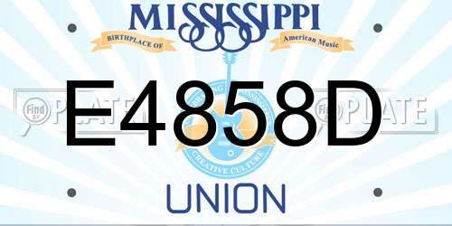 E4858D Mississippi License Plate