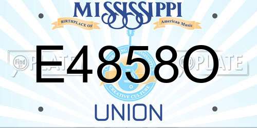 E4858O Mississippi License Plate