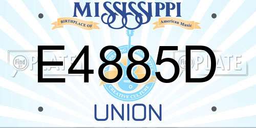 E4885D Mississippi License Plate