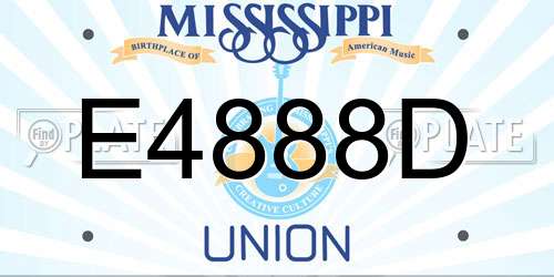 E4888D Mississippi License Plate