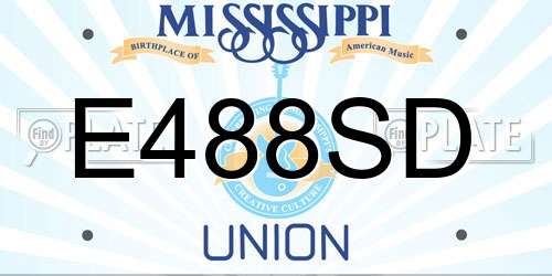 E488SD Mississippi License Plate