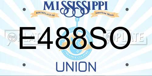 E488SO Mississippi License Plate