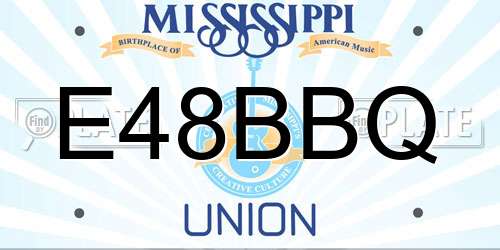 E48BBQ Mississippi License Plate