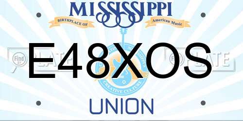 E48XOS Mississippi License Plate