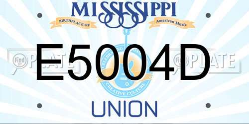E5004D Mississippi License Plate